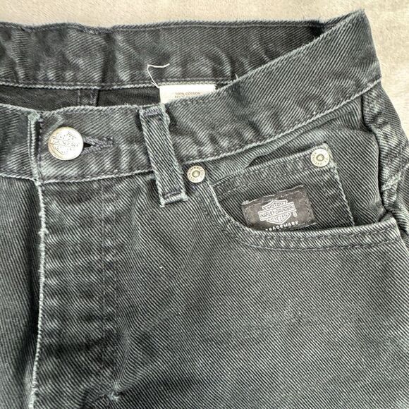 Vtg USA Harley Davidson Black Jeans Denim Women's Size 2 Long Classic Fit 24x33 - Picture 4 of 16